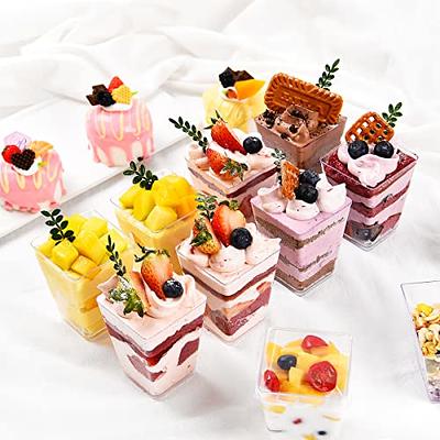 50 Sets]12 Oz Clear Plastic Parfait Cups with Lids & Inserts, Disposable  Dessert Cups Reusable