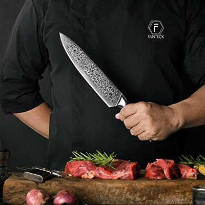Commercial Chef Pro 8 in. High-Carbon Steel Full Tang Chef's Knife with Triple Rivet G10 Handle with Sharpener