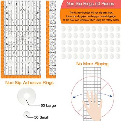 Acrylic Quilter's Ruler Kit & Non-Slip Rings - 5 Piece Set