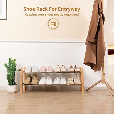 Nroech Expandable Shoe Rack Storage Organizer-Adjustable 2 Tier Wood and Metal  Shoe Shelf Heavy Duty Free Standing Shoe Rack for Closet Bedroom Entryway  (Natural) - Yahoo Shopping