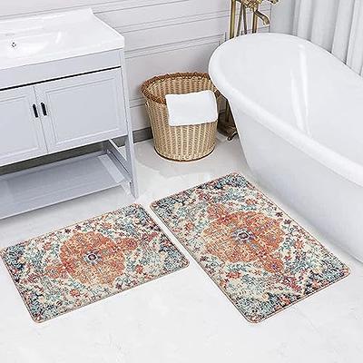 Westaden Boho Bathroom Rugs Bath Mat Non Slip Western Geometric Bath Rug  Luxury Soft Absorbent Carpet for Bathroom Shower (red, 1.7'x2.7')