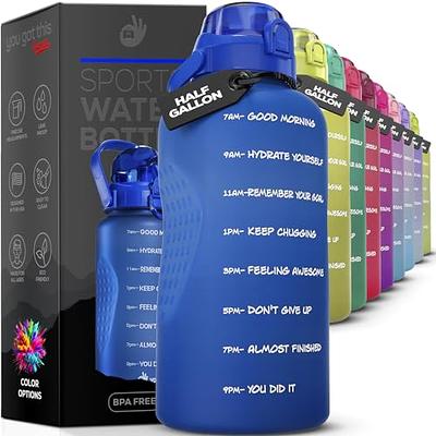 Half Gallon Water Bottle - 64 OZ Water Bottle with Straw Water Jugs for  Drinking BPA Free Large Big Plastic Leakproof Water Bottle with Handle for  Sports Travel Gym (Green Gradient) 