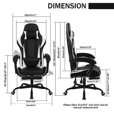 AA Products Gaming Chair Ergonomic High Back Computer Racing Chair  Adjustable Office Chair with Footrest, Lumbar Support Swivel Chair - Black