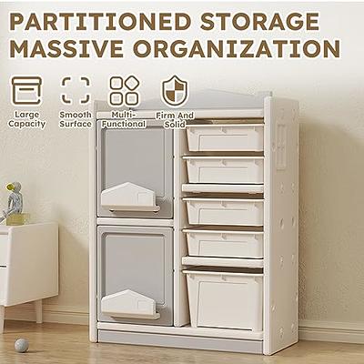 HOMCOM Toy Chest Kids Cabinet Storage Organizer for Toys Clothes Books, White