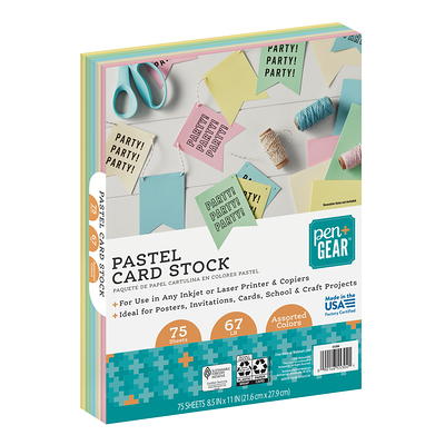 Pen + Gear Card Stock Paper, Assorted Pastel, 8.5 x 11, 67 lb, 75