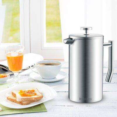 YMMIND French Press Coffee Maker 304 Stainless Steel Coffee Press,with 4  Filters System, Heat Resistant Thickness Borosilicate French Press Glass