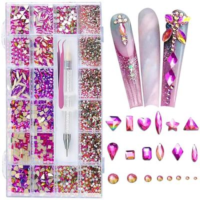Round Flatback Face Gems Kit (Colorful) for Makeup with Quick Dry Glue +  Brush + Tweezer, Nail Art Rhinestones Mixed Color Iridescent Chameleon  Glass Crystal Beads for Make-up Deco Mixed Color Crystals