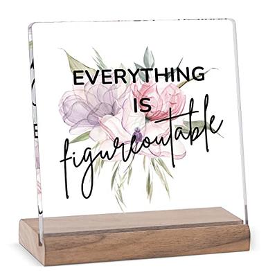 Suertree Office Decor Desk Accessories Home Desk Decor Cubicle Accessories  - Inspirational Gifts for Women Friends - Everything is Figureoutable & PS