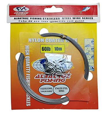 azevqos 32.8ft/10metres 7 Strands Fishing Stainless Steel Wire Leader Super  Soft Nylon Coated Fishing Leader with 50pcs Sleeves Stopper (10m-60LBS) - Yahoo  Shopping