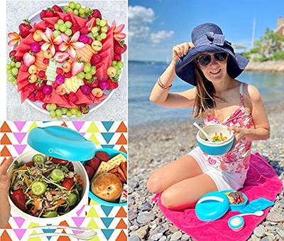 Salad Container for Lunch | Bento Bowl Lunch-Box To-Go Containers for  Adults Kids | Kit for Big Salads Women, Teens | Utensils Leakproof Dressing  Cup