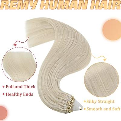 Sunny Micro Beads Hair Extensions Real Human Hair Balayage Brown with  Platinum Blonde Micro Link 18 inch 50g 