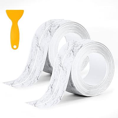 1 Pack Tape Caulk Strip,Wide PVC Waterproof Self Adhesive Tape for Bathtub Bathroom Shower Toilet Kitchen and Wall Sealing Protector, White, Size