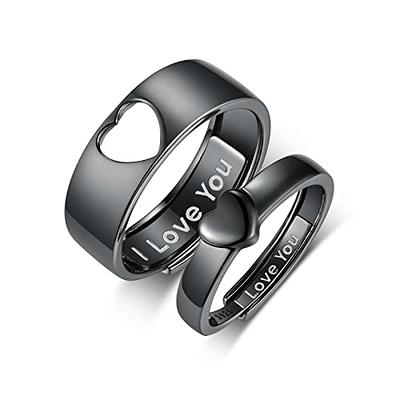 I Love You His & Hers Matching Wedding Rings Adjustable CZ S925 Sterling  Silver Rings for Couple