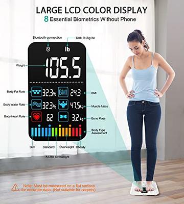 Rechargeable Smart Digital Bathroom Weighing Scale with Body Fat and Water Weight for People Bluetooth BMI Electronic