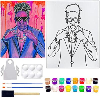 2 Pack Canvas Painting Kits Pre Drawn Canvas for Painting for Adults Sip  and