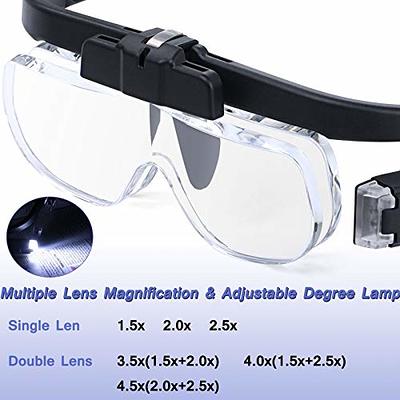 Headband Magnifying Glasses with Adjustable LEDs 4 Pairs