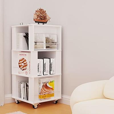 White 3-tiered Rotating Corner Shelf, Rotating Storage Corner