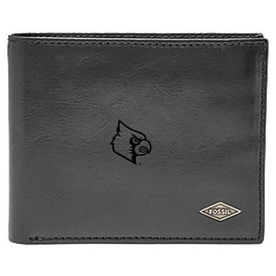 Fossil Louisville Cardinals Black Quinn Flip ID Bifold Wallet