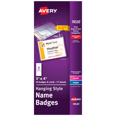 Avery Flexible Name Badge Labels 5395 2 13 x 3 38 White Box Of 400 - Office  Depot