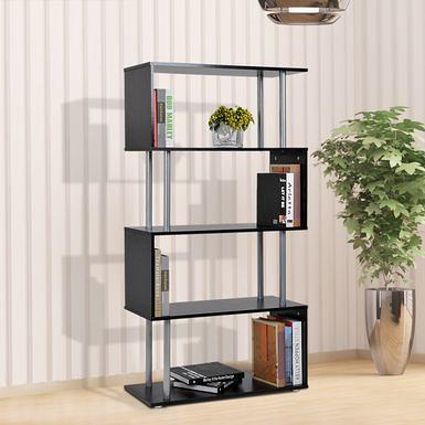 YITAHOME Modern S Shaped Bookshelf 5-Tier Bookshelf Z-Shelf Bookshelves Wood Bookshelf, Display Storage Shelf Freestanding Decorative Storage Shelving