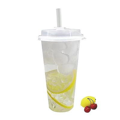  Turbo Bee 24 oz Clear Plastic Cups with Lids 100 Sets, Extra  Large Disposable Reusable Plastic Cups, PET Clear Plastic Cups, Soft  Plastic Beverage Cups for Cold Drinking, Iced Coffee 