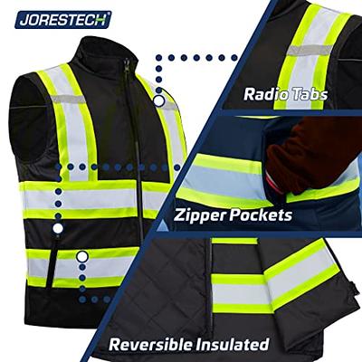 Hi-Vis Yellow/Black Reversible Insulated Safety Vest with Reflective Strips