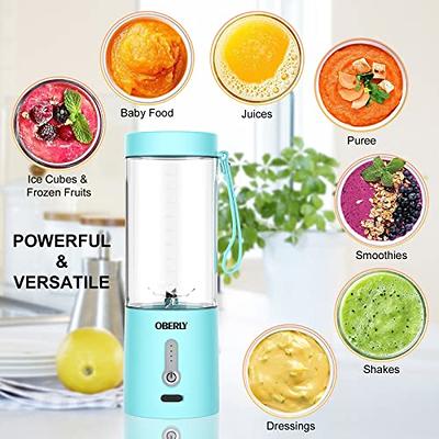 Portable Blender Smoothies Personal Blender Mini Shakes Juicer Cup USB  Rechargeable 14oz. (Green)