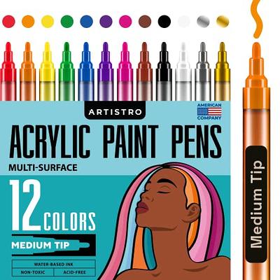 Chisel Tip Acrylic Markers - Set of 12 - Acrylic Paint Pens - Vibrant Art  Markers for Glass, Metal, Ceramic, Mugs, Wood, DIY, Rock Painting - Quick