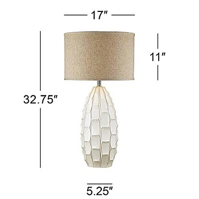 Possini Euro Design Cosgrove Mid Century Modern Coastal Table Lamp 32.75  Tall Ceramic White Handcrafted Beige Fabric Drum Shade Decor for Living  Room Bedroom House Bedside Home (Colors May Vary) - Yahoo