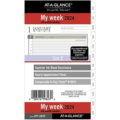 2024 Weekly & Monthly Planner Refill, 3-3/4 x 6-3/4, January 2024 - Dec  2024, Personal/Compact/Size 3