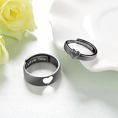 Amazon.com: SHAREMORE Matching Rings for Couples Sun and Moon Rings  Personalized Heart Promise Couple Ring Customized Engagement Wedding Ring  Band Sets for Him and Her Sterling Silver High Polished Comfort Fit :