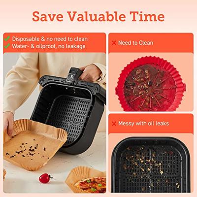 Disposable Square Air Fryer Liners Fits 5-8Qt Basket, Bleach Free Food  Grade Non-Stick Parchment Paper Liners for Air Fryer and Baking  Cooking-100PCS