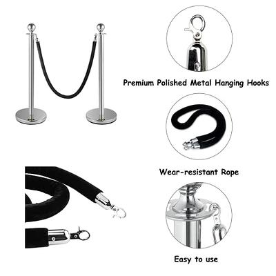 VEVOR Crowd Control Stanchion 5 ft. Black Velvet Rope Heavy-Duty