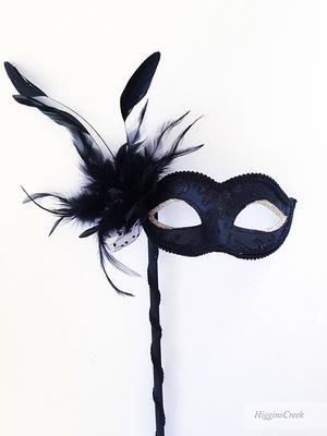 Adult Red & Black Ombre Feather Masquerade Mask