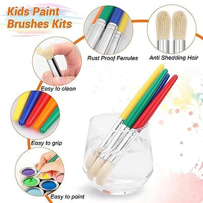 Paint Brushes for Kids, 8Pcs Easy to Grip & Clean Toddler Paint Brushes -  No Bristle Came Off - Big Round Chubby Colorful Preschool Paint Brushes for