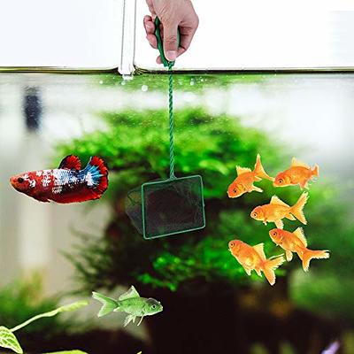 Mini Fish Tank Net Aquarium Wire Mesh Catch Net with Long Handle (Green) 