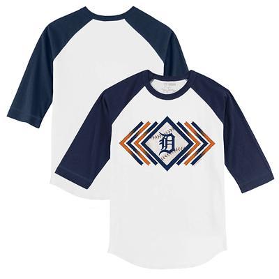 Youth Atlanta Braves Tiny Turnip White/Navy Base Stripe 3/4-Sleeve Raglan  T-Shirt
