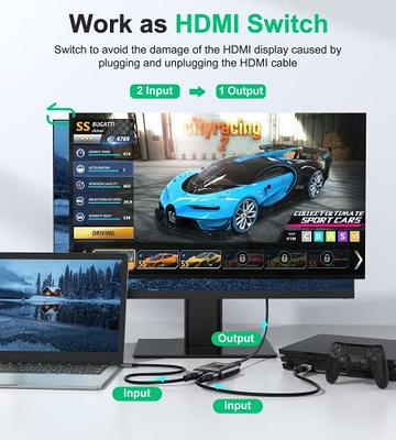HDMI Switch 4k HDMI Splitter- Bidirectional HDMI Switcher,HDMI Switch  Splitter 2 in 1 Out, Manual HDMI Hub Supports HD 4K@60hz for Blu-Ray-Player  Fire Stick Xbox 