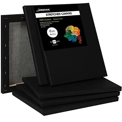 Gredak Black Canvases for Painting, 8x10 Inch 6-Pack Blank Black