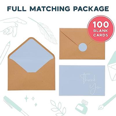 VNS Creations 100 pack Thank You Cards with Envelopes & Stickers - Classy 4x6  Blank Thank You