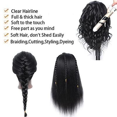 Curly Hair Mannequin Head Hairdressing Training Head for Hair Styling  Practice Hair Braiding Dummy Head with 100% Human Hair Black 