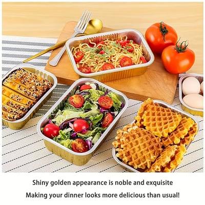 MESTAEK 8 Aluminum Foil Pans with Lids (5 Pack), 2x Thicker Heavy Duty for Cooking Baking