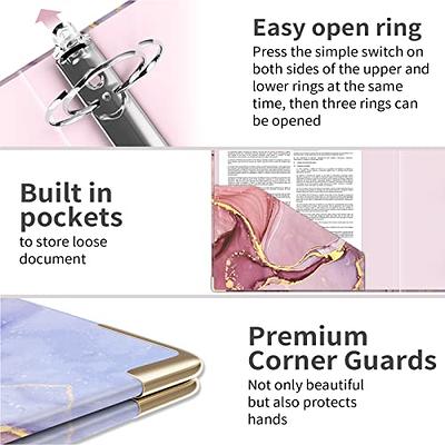 Ospelelf Mini 3 Ring Binder 2 Inch, Cute Binder for 5.5 x 8.5 with 5 Tab  Dividers, File Folder Labels and Low Profile Clipboards, Pink Marble Binder