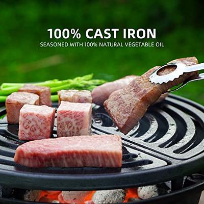 Mini Cast Iron Hibachi Grill, Tabletop Small Portable Charcoal Grill for Outdoor Camping, Japanese BBQ Grill Grate Surface 11 x 6.7