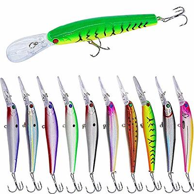 Saltwater Fishing Lures Hard Baits Set, 3D Eyes Minnow Crankbaits Swim  baits Topwater Fishing Lures Kit for Bass Trout Walleye