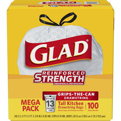 Glad Tall Kitchen Drawstring Trash Bags Odorshield 13 Gallon - Gray - 120ct  : Target