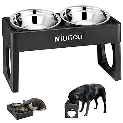 Black Steel Raised Dog Feeder