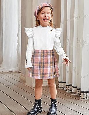 Aulyffo Toddler Girl Fall Outfits 3T 4T Toddler Girl Clothes White