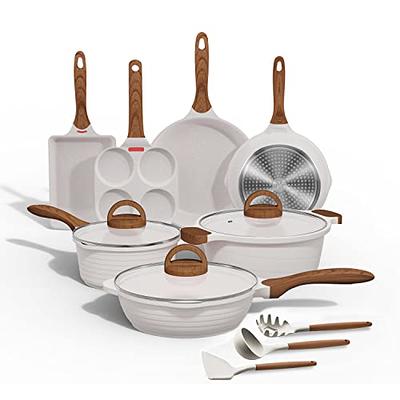 Nonstick Ceramic Cookware Set 13-Piece, 13PCS Cookware Set White Ceramic