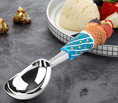 Stainless Steel Ice Cream Scoop with Trigger Ice Cream Scooper Dishwasher Safe, Heavy Duty Metal Icecream Scoop Spoon with Anti-Freeze Handle, Perfect